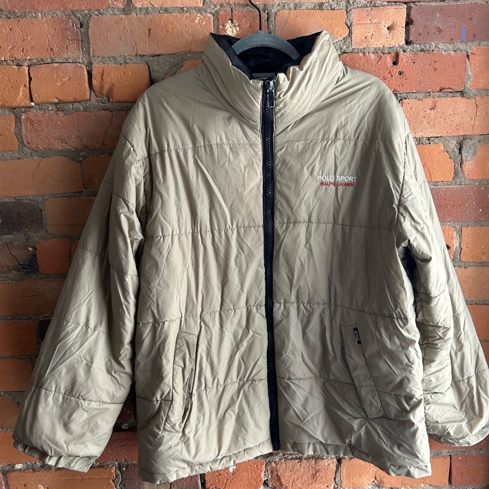 Polo by Ralph Lauren Tan Puffer Jacket with Quilted Design
